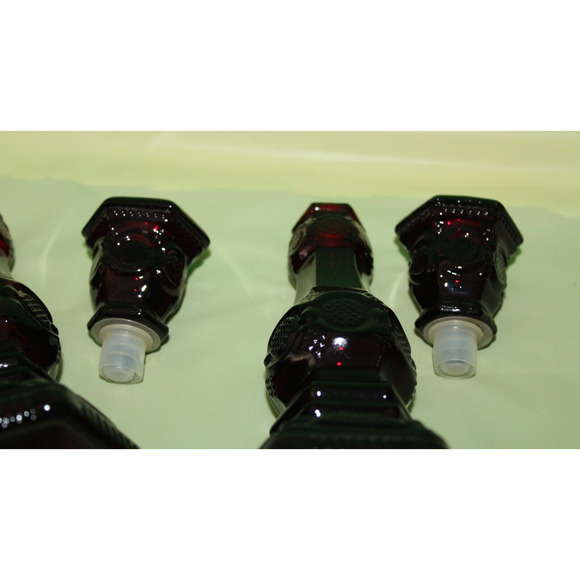 Ruby Red Glass Avon Cape Cod 1876 Pair Of Charisma Cologne Candlesticks Empty - Picture 8 of 16